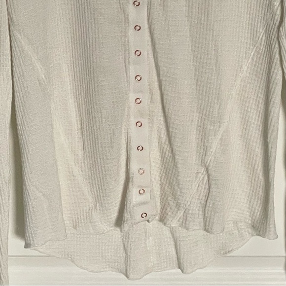 Free People Cream Going Places Snaps Waffle Knit Cardigan Sweater - 35604 - Picture 8 of 16